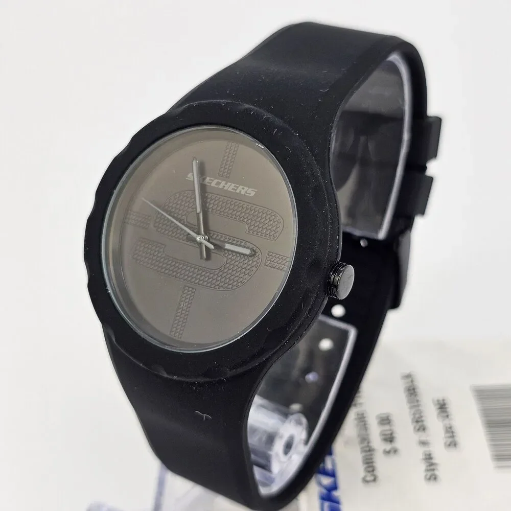 Skechers Unisex Watch‎ 42MM Black Dial Black Plastic Band Straps New Battery